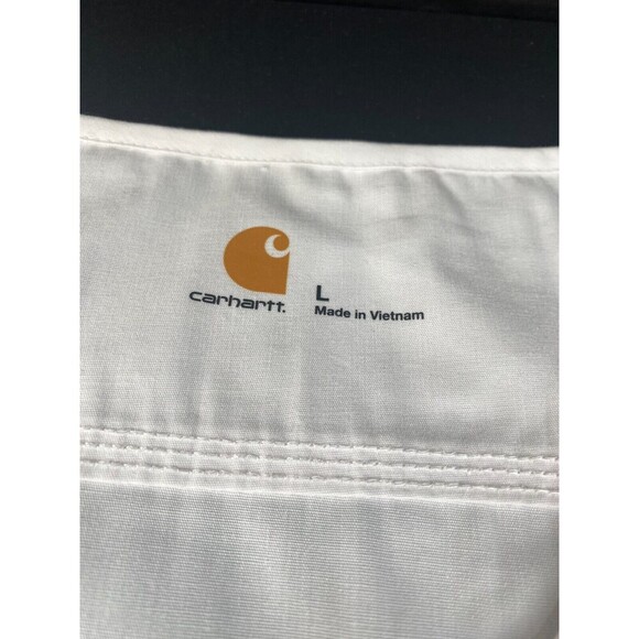 Carhartt scrub top Women's size Large White V Neck pockets front New - Picture 3 of 13